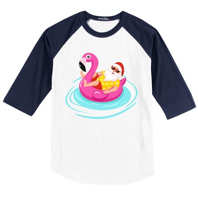 Pool Party Santa Christmas in July Baseball Sleeve Shirt