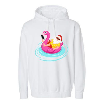 Pool Party Santa Christmas in July Garment-Dyed Fleece Hoodie