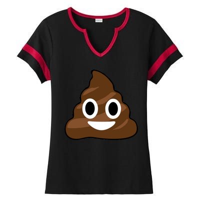 Poop Emoji Smiley Face Logo Ladies Halftime Notch Neck Tee