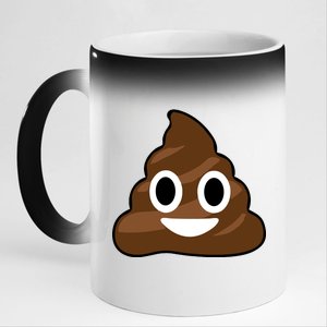 Poop Emoji Smiley Face Logo 11oz Black Color Changing Mug