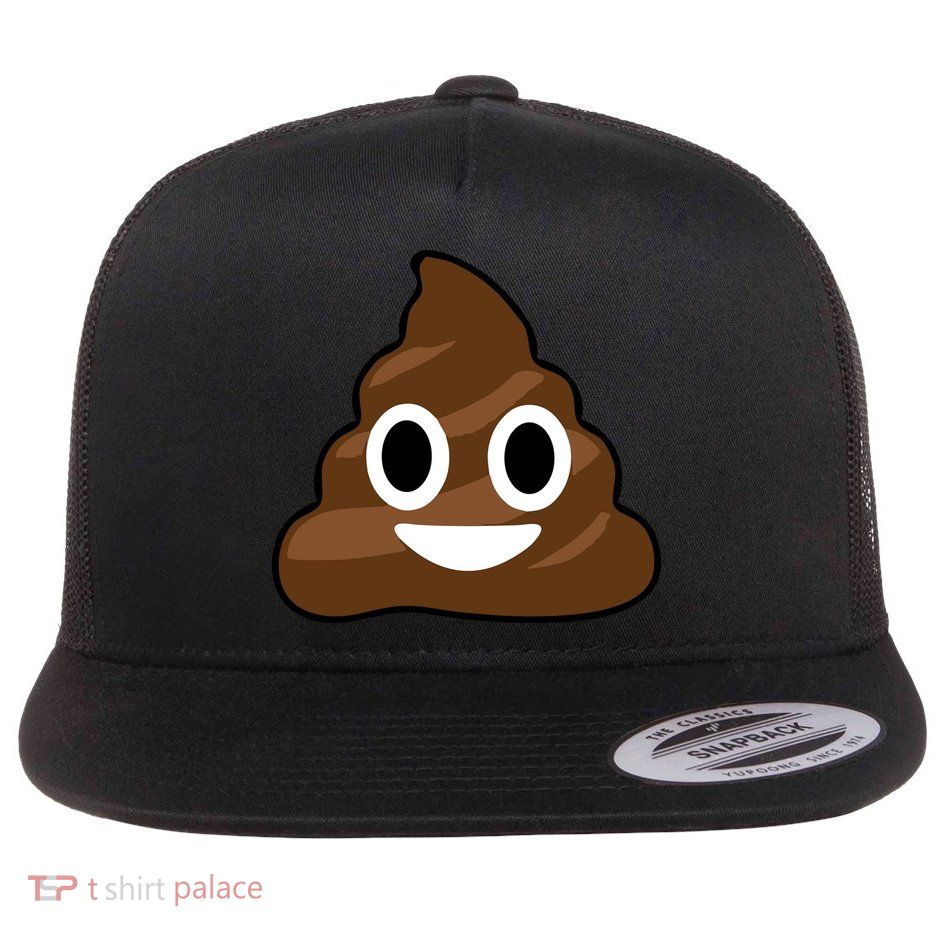 Poop Emoji Smiley Face Logo Flat Bill Trucker Hat