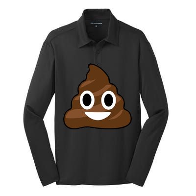 Poop Emoji Smiley Face Logo Silk Touch Performance Long Sleeve Polo