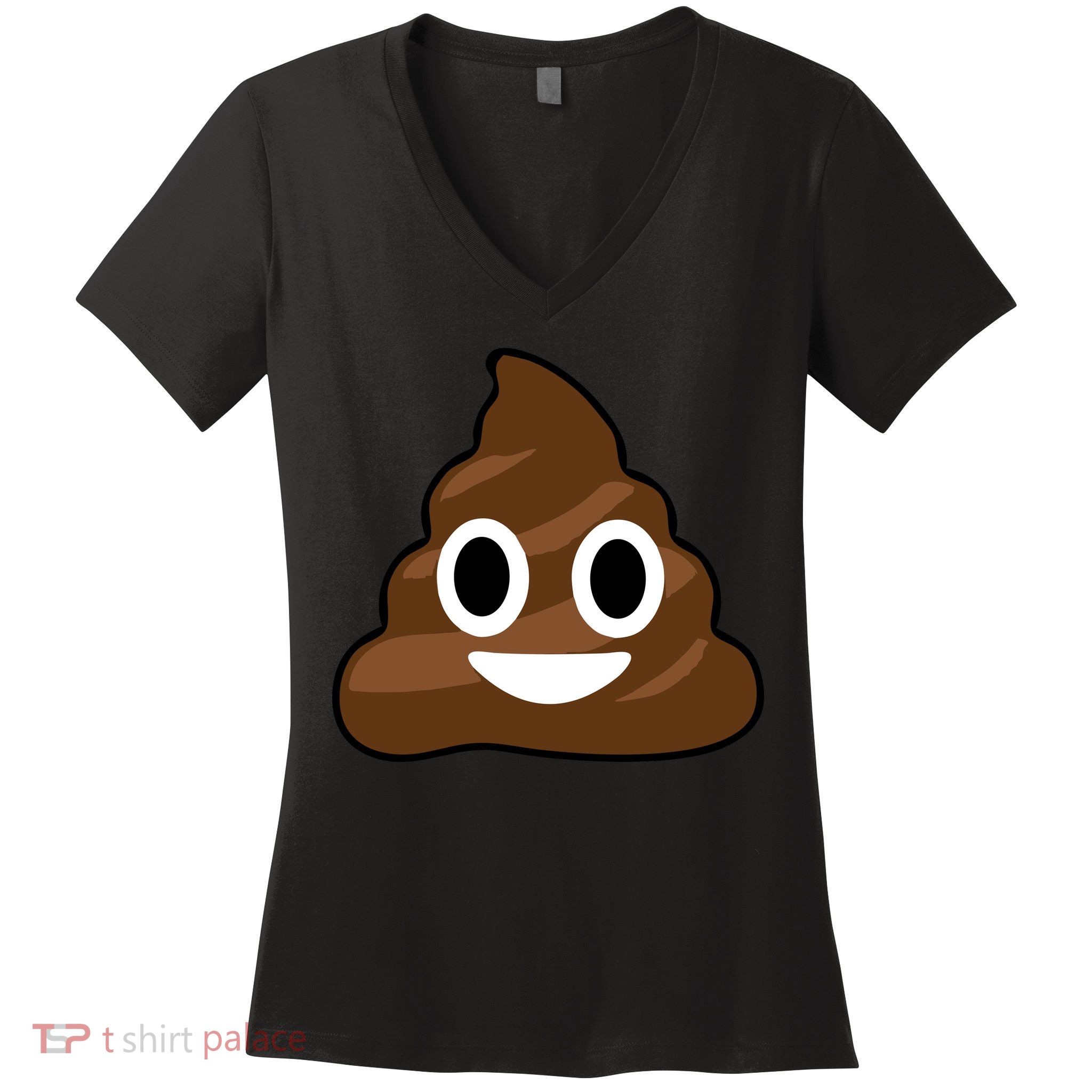 Poop Emoji Smiley Face Logo Women's V-Neck T-Shirt