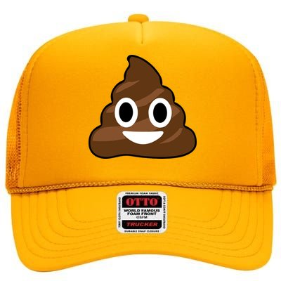 Poop Emoji Smiley Face Logo High Crown Mesh Back Trucker Hat