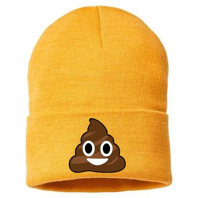 Poop Emoji Smiley Face Logo Sustainable Knit Beanie