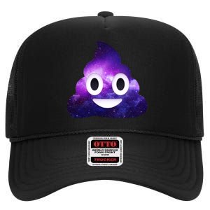 Poop In Space Galaxy Emoji High Crown Mesh Back Trucker Hat