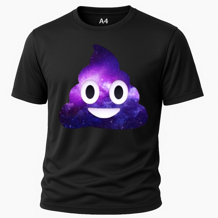 Poop In Space Galaxy Emoji Cooling Performance Crew T-Shirt