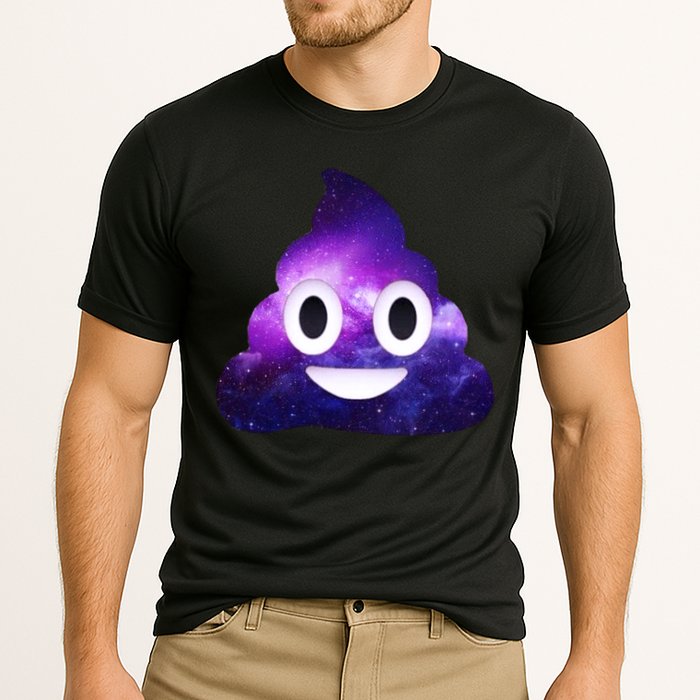 Poop In Space Galaxy Emoji Cooling Performance Crew T-Shirt