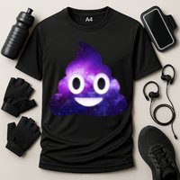 Poop In Space Galaxy Emoji Cooling Performance Crew T-Shirt