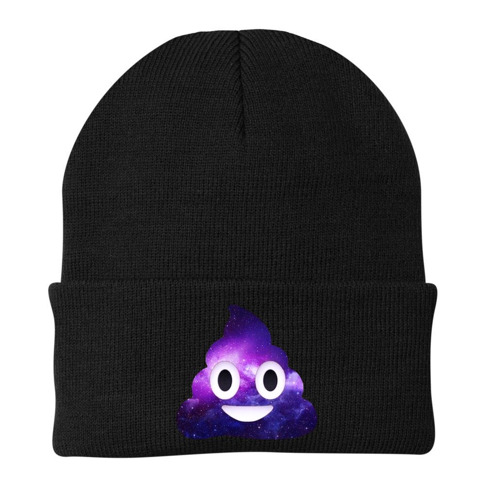 Poop In Space Galaxy Emoji Beanie