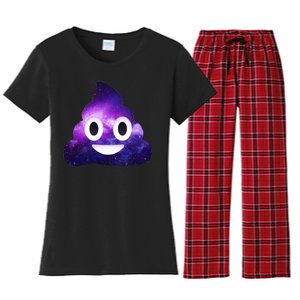 Poop In Space Galaxy Emoji Women's Flannel Pajama Set