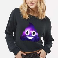 Poop In Space Galaxy Emoji Cropped Pullover Crew