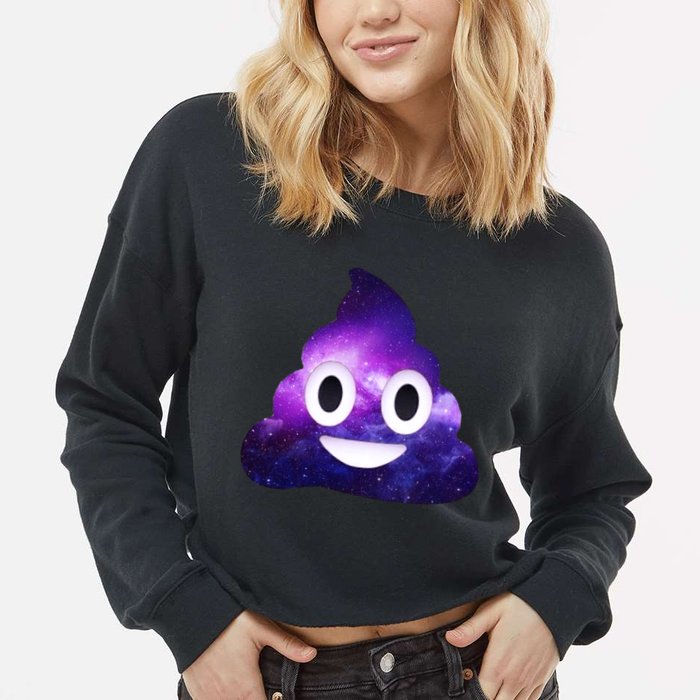 Poop In Space Galaxy Emoji Cropped Pullover Crew