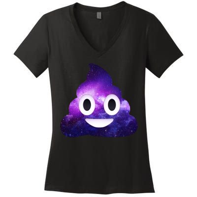 Poop In Space Galaxy Emoji Women's V-Neck T-Shirt