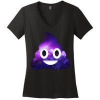 Poop In Space Galaxy Emoji Women's V-Neck T-Shirt
