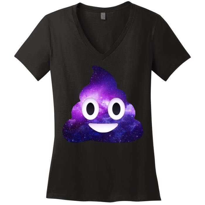 Poop In Space Galaxy Emoji Women's V-Neck T-Shirt