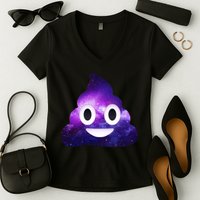 Poop In Space Galaxy Emoji Women's V-Neck T-Shirt