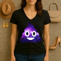 Poop In Space Galaxy Emoji Women's V-Neck T-Shirt