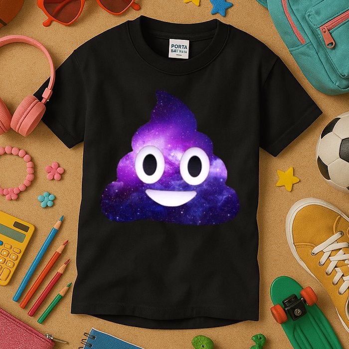 Poop In Space Galaxy Emoji Kids T-Shirt