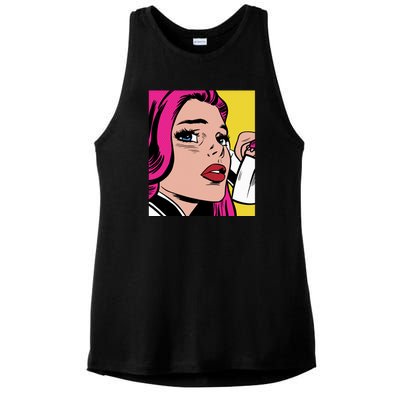 Pop Art Girl Phone Ladies PosiCharge Tri-Blend Wicking Tank