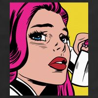 Pop Art Girl Phone 7 Panel Mesh Trucker Snapback Hat