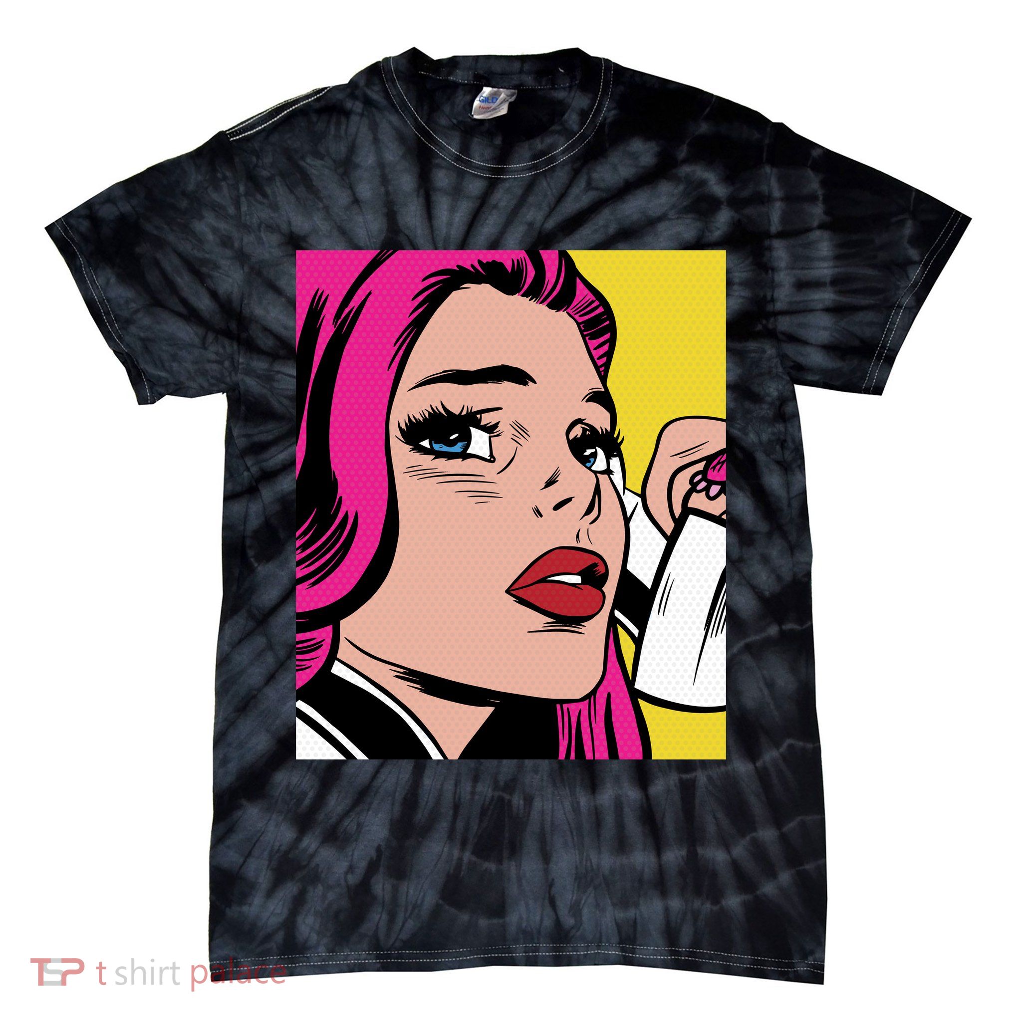 Pop Art Girl Phone Tie-Dye T-Shirt
