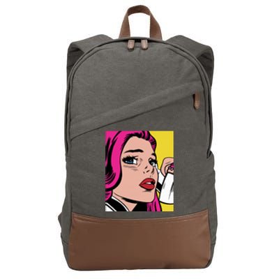 Pop Art Girl Phone Cotton Canvas Backpack