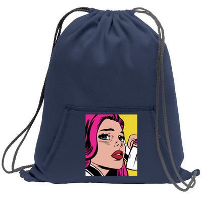 Pop Art Girl Phone Sweatshirt Cinch Pack Bag