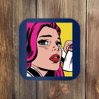 Pop Art Girl Phone Coaster