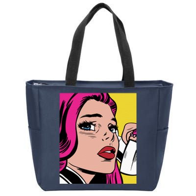 Pop Art Girl Phone Zip Tote Bag