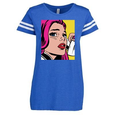 Pop Art Girl Phone Enza Ladies Jersey Football T-Shirt