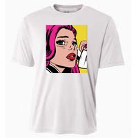 Pop Art Girl Phone Cooling Performance Crew T-Shirt