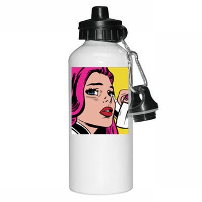 Pop Art Girl Phone Aluminum Water Bottle