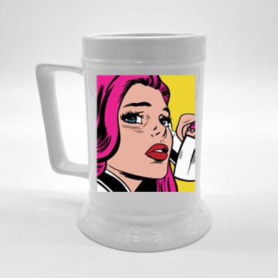 Pop Art Girl Phone Beer Stein