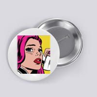 Pop Art Girl Phone Button