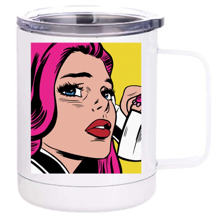 Pop Art Girl Phone 12 oz Stainless Steel Tumbler Cup