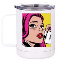 Pop Art Girl Phone 12 oz Stainless Steel Tumbler Cup