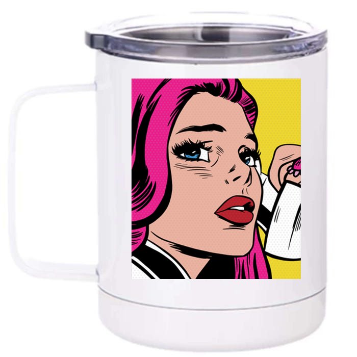 Pop Art Girl Phone 12 oz Stainless Steel Tumbler Cup