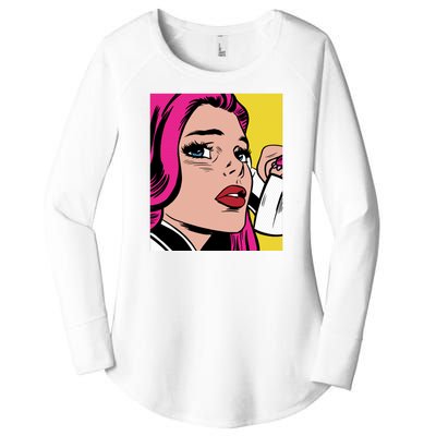 Pop Art Girl Phone Women's Perfect Tri Tunic Long Sleeve Shirt