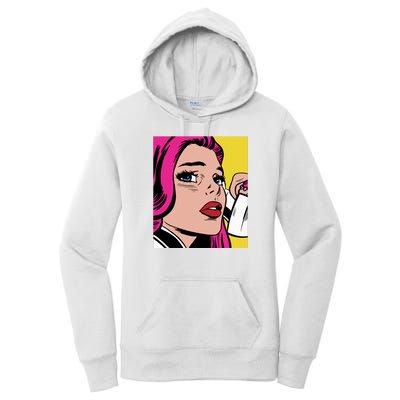 Pop Art Girl Phone Women's Pullover Hoodie