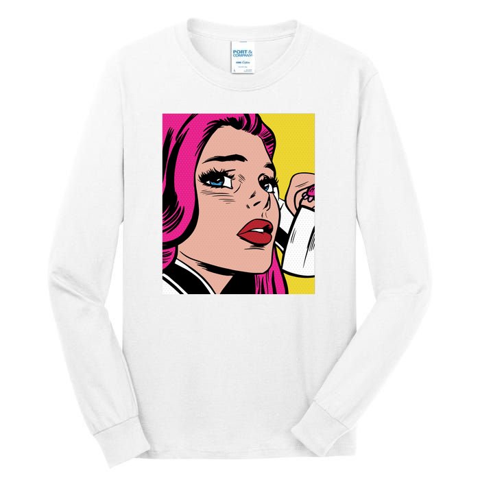 Pop Art Girl Phone Tall Long Sleeve T-Shirt