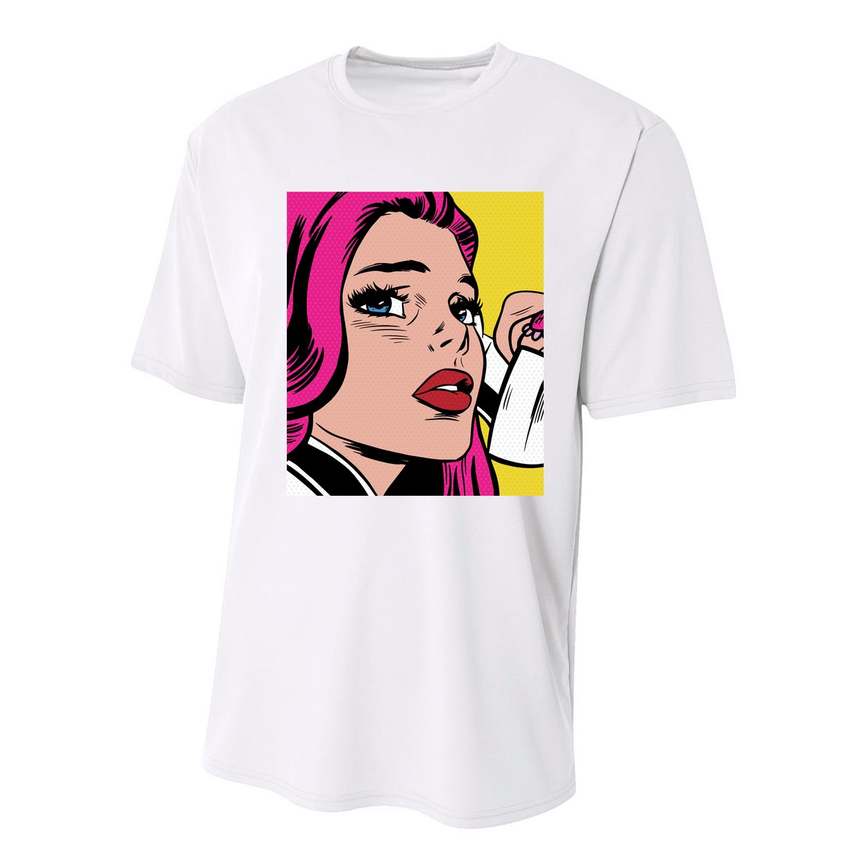 Pop Art Girl Phone Youth Performance Sprint T-Shirt