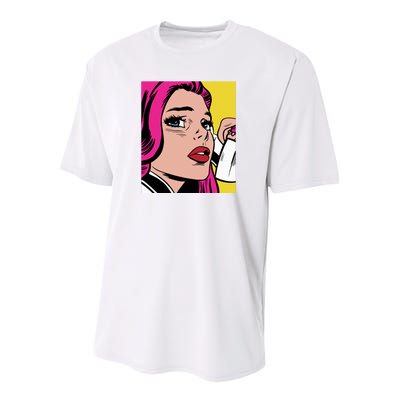 Pop Art Girl Phone Youth Performance Sprint T-Shirt