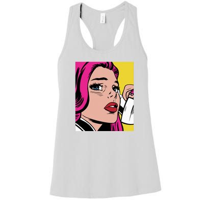 Pop Art Girl Phone Women's Racerback Tank