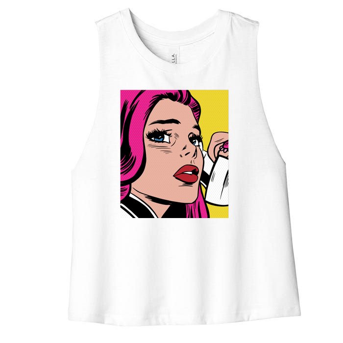 Pop Art Girl Phone Women's Racerback Cropped Tank