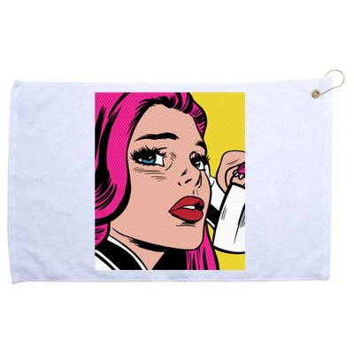 Pop Art Girl Phone Grommeted Golf Towel