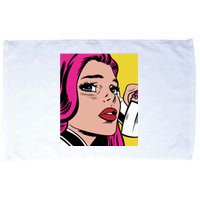 Pop Art Girl Phone Microfiber Hand Towel