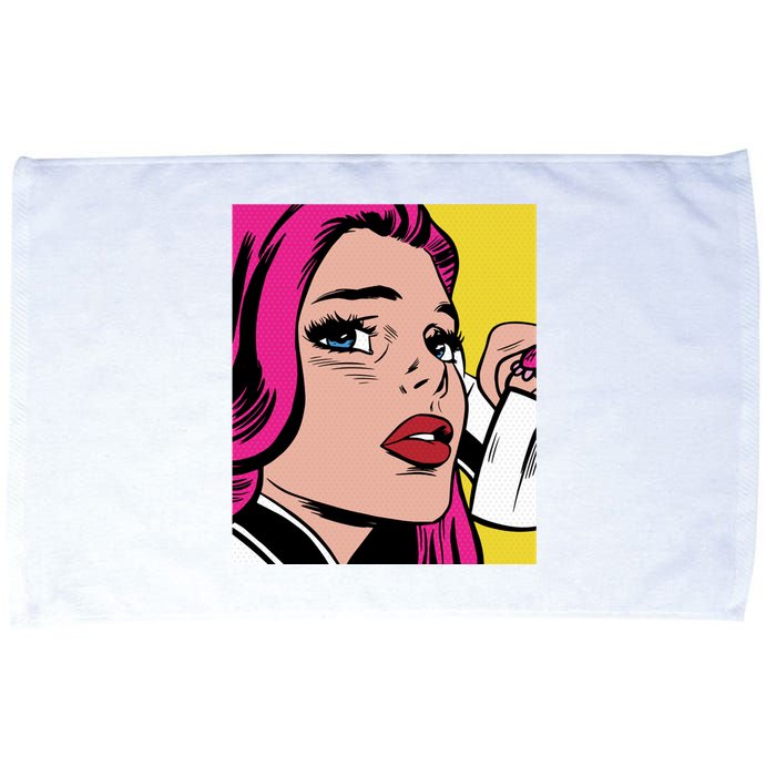 Pop Art Girl Phone Microfiber Hand Towel