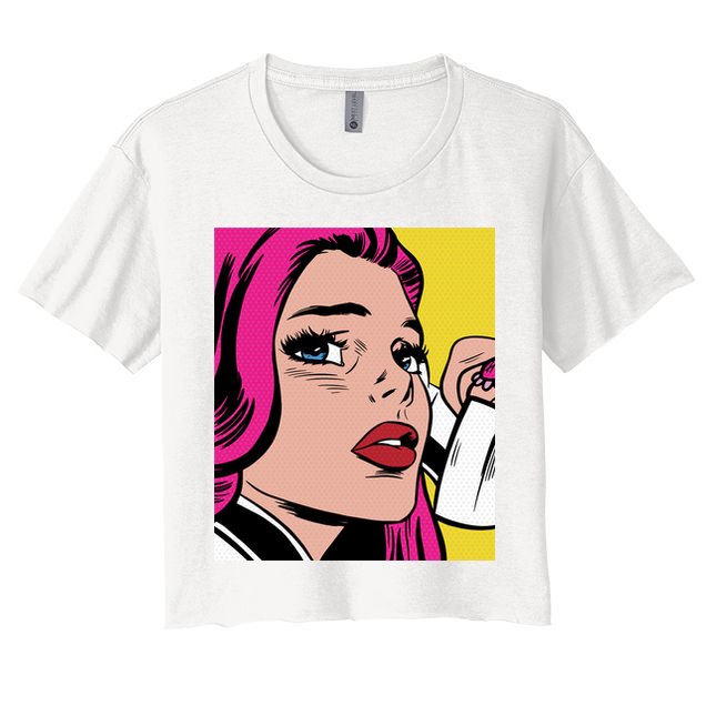Pop Art Girl Phone Crop Top