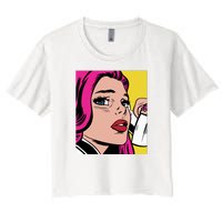 Pop Art Girl Phone Women's Crop Top Tee